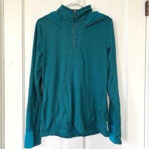 EUC Mondetta Quarter Zip Performance Micro Grid Fleece Hoodie - Teal Large